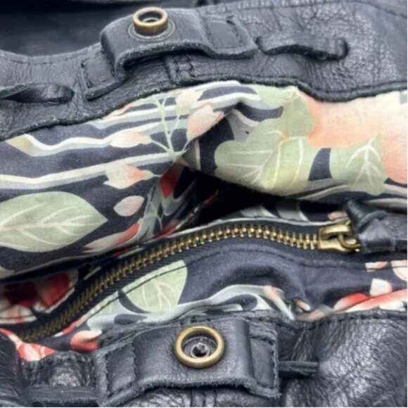 Lucky Brand Boho Soft Leather Black Hobo Shoulder Bag - Picture 8 of 13